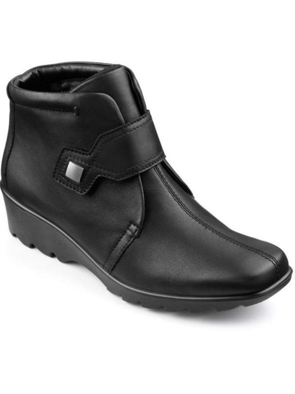 Hotter Tamara Std Black Leather Booties, Size 10